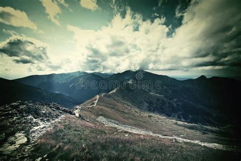 Dark mountains landscape. stock image. Image of dawn - 64793507