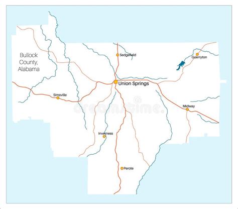 Map of Bullock County in Alabama Stock Vector - Illustration of bullock ...