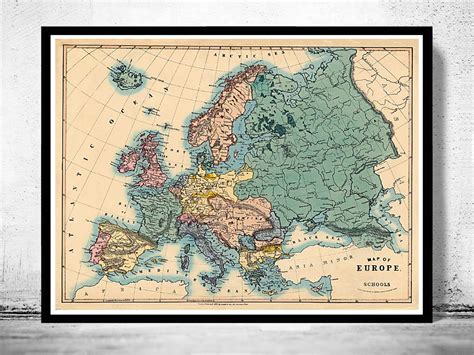 Old Map of Europe 1884 - VINTAGE MAPS AND PRINTS