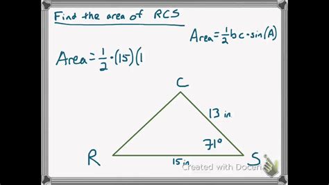 04 -- Example of finding triangle area using trig - YouTube