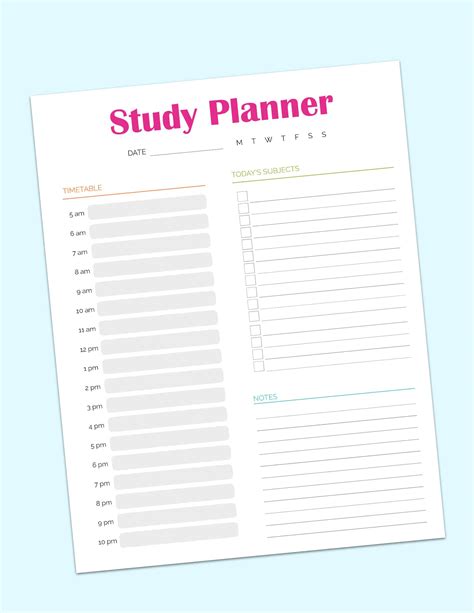 Study Planner Printable (PDF Download)