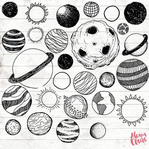 Planets Clipart Hand Drawn Planet Clipart Vector Tattoo | Universo dibujo, Bocetos, Dibujos fáciles