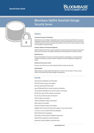 Bloombase Spitfire StoreSafe Security Server Specifications | PDF