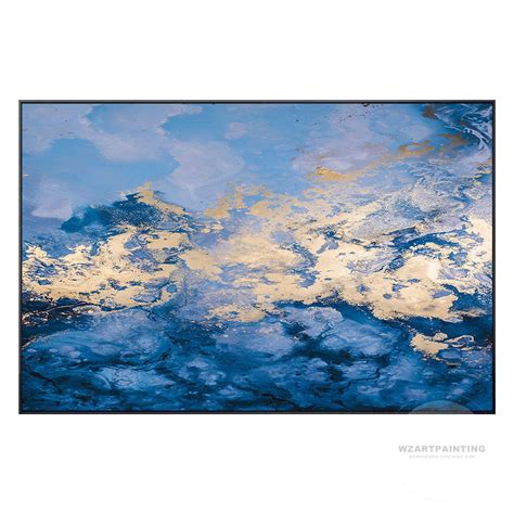 Modern Abstract Landscape Gold Navy Blue Wall Art Prints Painting on Canvas Digital Prints Large ...