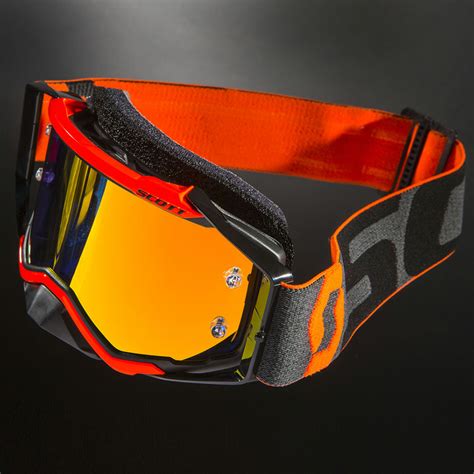 Scott NEW Mx Prospect Black Fluro Orange Chrome Mirror Lens Motocross ...