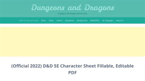 (Official 2022) D&D 5E Character Sheet Fillable, Editable PDF