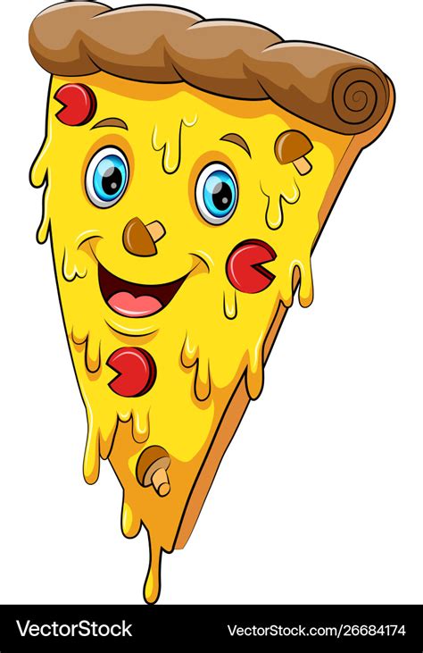 Funny pizza cartoon character Royalty Free Vector Image