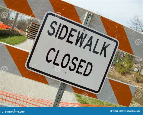 Sidewalk Closed Due To Construction Stock Photo - Image: 13624110