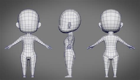 female sd character base 3d obj Blender 3d, Blender Models, Low Poly Character, Simple Character ...