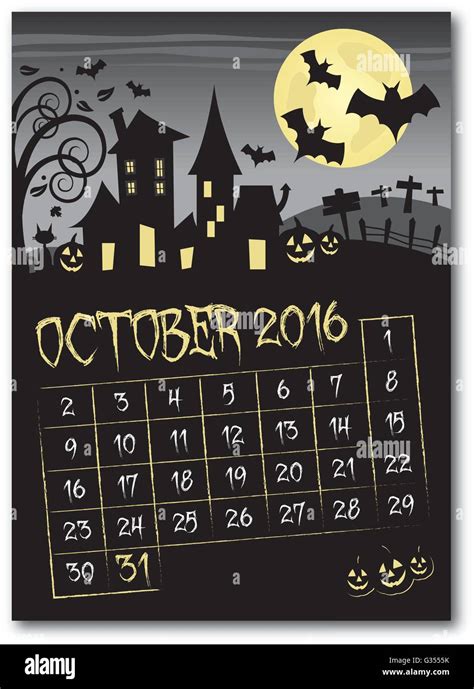 Halloween october calendar Stock Vector Image & Art - Alamy