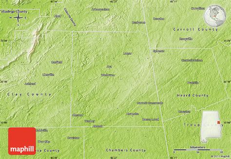 Physical Map of Randolph County