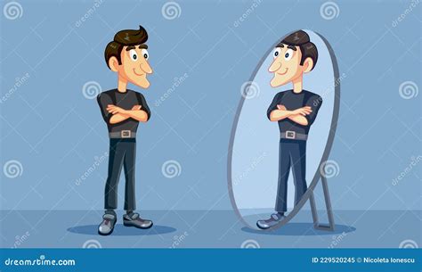 Confident Man Looking Proudly in the Mirror Vector Cartoon Stock Vector ...