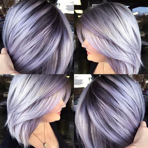 Jeryl Spear on Instagram: "Silver lavender hair color and smooth bob ...