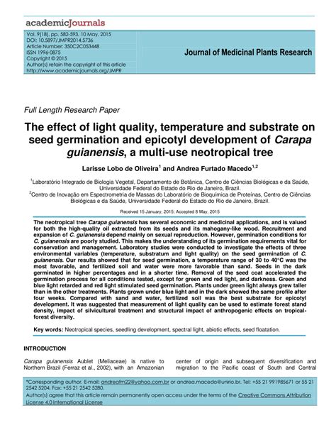 (PDF) The effect of light quality, temperature and substrate on seed ...