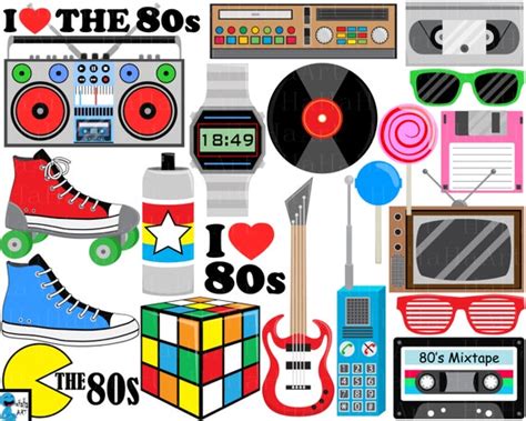 I Love The 80s v1 Digital Clipart Clip arte gráfica de uso | Etsy