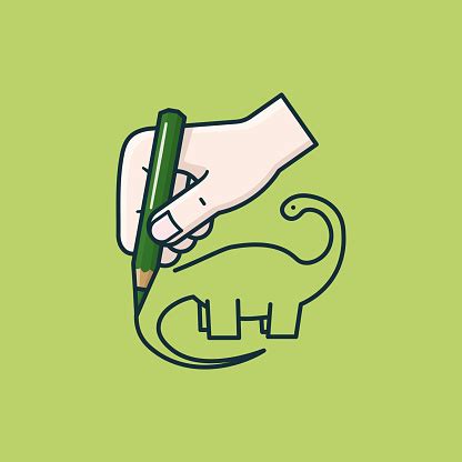 Hand Drawing A Dinosaur Vector Illustration Stock Illustration ...