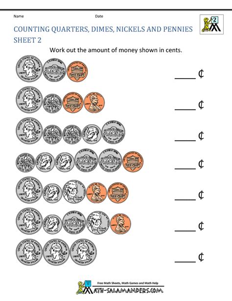 Money Worksheets for Kids 2nd Grade