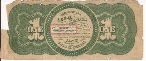 1862 $1 Dollar Bill United States Legal Tender Note Us Currency Greenback Fr 16c