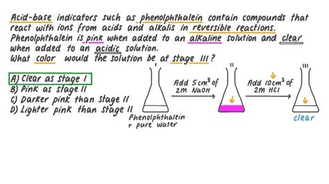 Question Video: Identifying the Color of a Solution Containing the Acid–Base Indicator ...