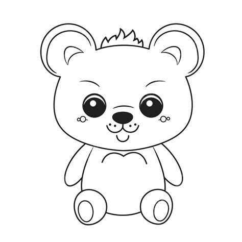 Cute Bear Coloring Page Outline Sketch Drawing Vector, Embroidery Design Drawing, Embroidery ...