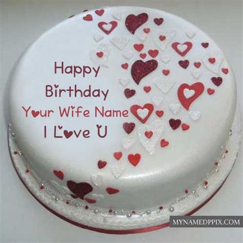 Write Wife Name Birthday Cake Wishes Love Design Image Send | My Name Pix Cards