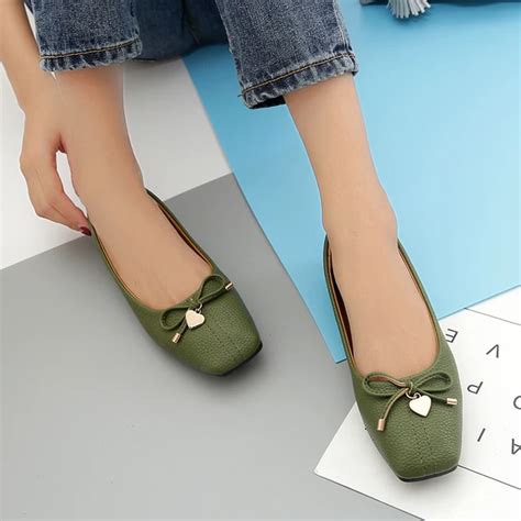 Brand Women 2018 Luxury Designer Ballerina Party Flats Green Flat Big ...