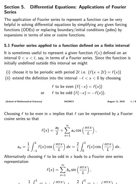 Application of Fourier Series | PDF | Fourier Series | Trigonometric Functions