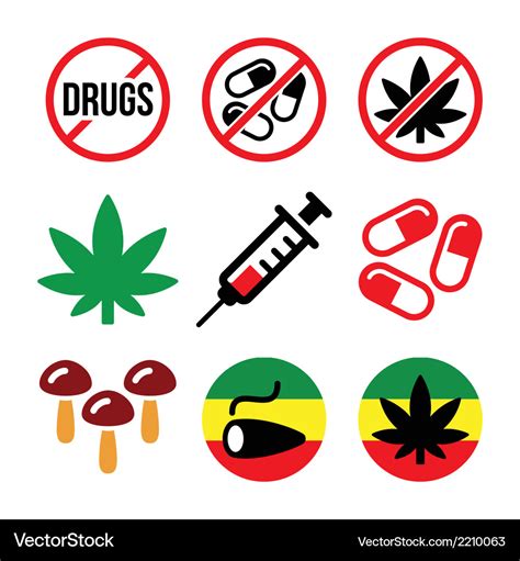 Drugs addiction marijuana syringe colorful icon Vector Image