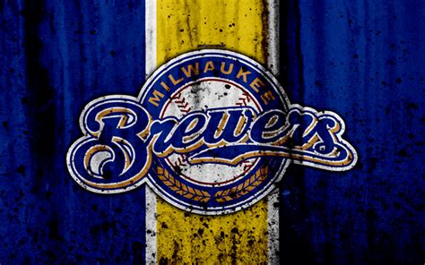 Download wallpapers 4k, Milwaukee Brewers, grunge, baseball club, MLB ...