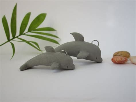 Items similar to Polymer Clay Dolphin Charm, Handmade Dolphin Keychain ...