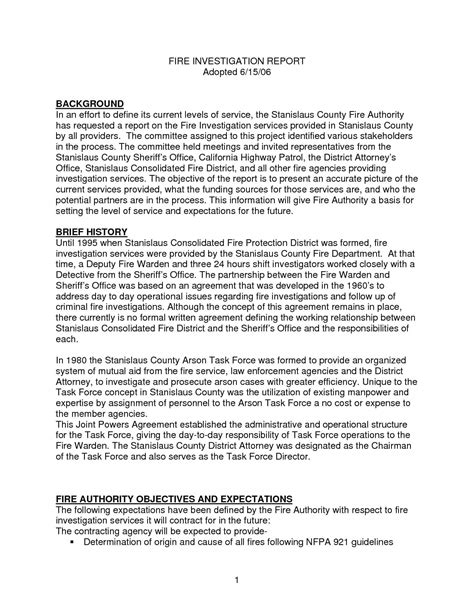 Sample Fire Investigation Report Template – Thegreenerleithsocial.org