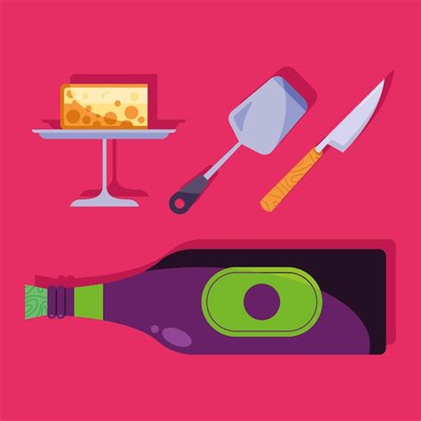 Premium Vector | Wine bottle and utensils