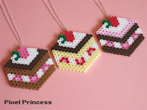 perler bead furniture | ... chocolate cake made out of Perler beads, attached to a 24 inch chain ...