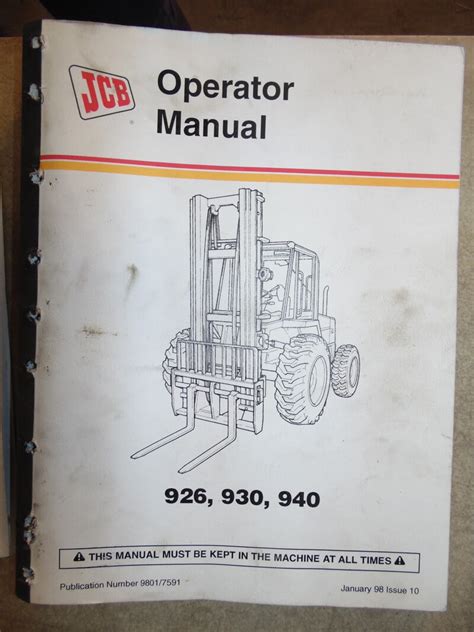 JCB 926 930 940 Rough Terrain Fork Lift Operator Manual - Used ...