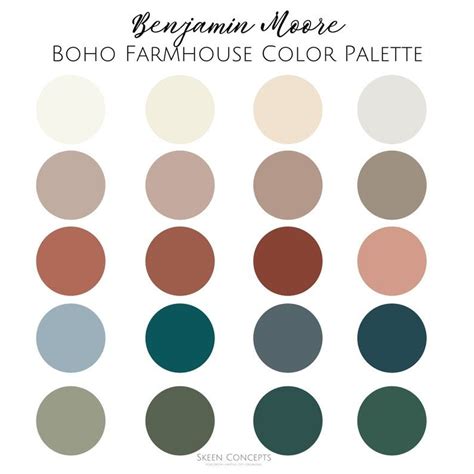 Benjamin Moore Boho Farmhouse Color Palette Professional | Etsy Boho Color Scheme, Bohemian ...