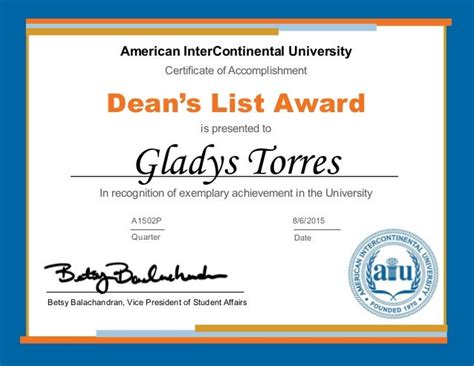 Dean's List Certificate(3)