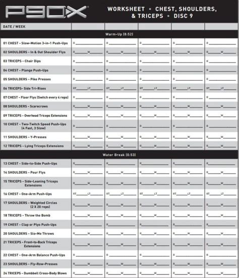 P90x workout, P90x workout sheets, Workout sheets