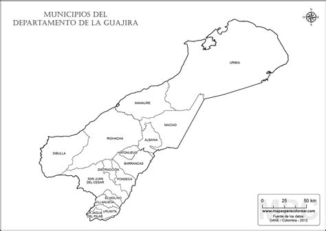 Mapas del departamento de La Guajira para colorear