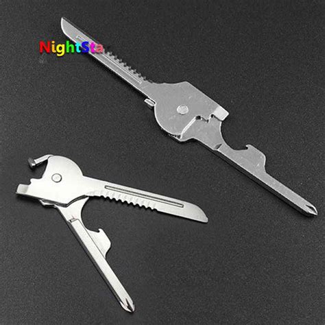 6 in1 Utili Key Keychain Keyring Multi Tool Stainless EDC Screwdriver Opener Serrated Blade ...