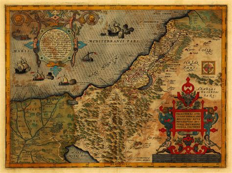 Antique Map of the Holy Land by Ortelius, 1579 | Battlemaps.us