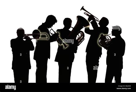 Group of musicians playing brass instruments Stock Photo - Alamy