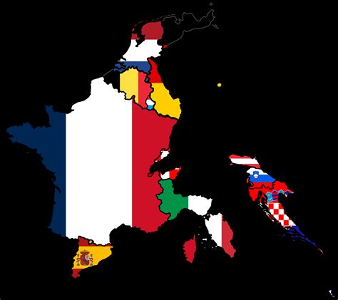 Flag map of the first French empire (directly administered) with modern ...