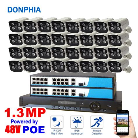 32PCS Camera 960P POE Surveillance System 32ch NVR+PoE Switch+1.3MP IP ...