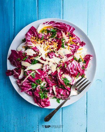 Radicchio Salad with Orange Pignoli Nut Vinaigrette - Sip and Feast