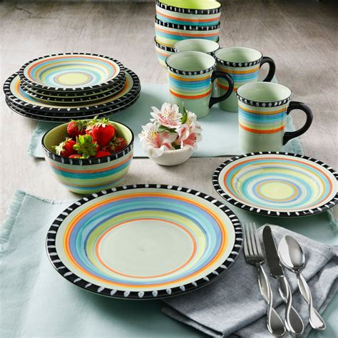 Gibson Home Pueblo Springs Handpainted 16-Piece Dinnerware Set, Multi-Color - Walmart.com ...