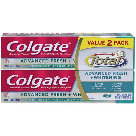 Colgate Total Advanced Fresh + Whitening Gel Toothpaste Twin Pack - 11.6 Ounce - Walmart.com