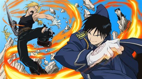 Download Two Anime Characters Fighting With Fire | Wallpapers.com