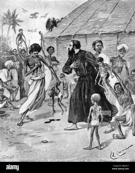 Famine in India and Christian Missionary c1890. Vintage or Old ...