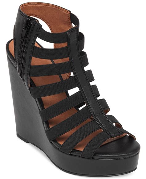 Lucky Brand Women's Riona Stretch Wedge Sandals in Black - Lyst