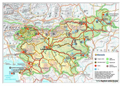 Large detailed road and travel map of Slovenia with relief | Slovenia | Europe | Mapsland | Maps ...